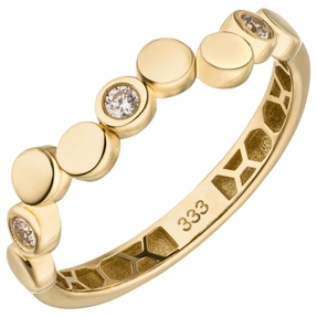 Ring Damenring aus 333 Gold Gelbgold mit 3 Zirkonia Breite 4,4mm Goldring