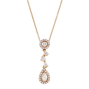 Collier aus 750 Gold Rotgold 34 Diamanten 0,54ct L:45,7cm
