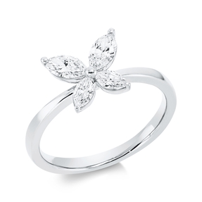 Ring aus 750 Gold Weißgold 4 Diamanten 0,6ct TW-SI B:8,7mm