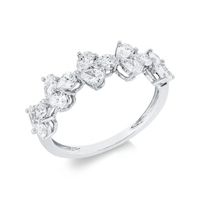 Ring aus 750 Weißgold 15 Diamanten Tropfen-Schliff 1,22ct TW-SI B:6,3mm