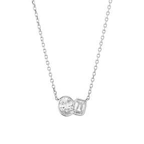 Collier aus 750 Gold Weißgold 2 Diamanten 0,52ct TW-SI L:45,7cm