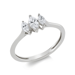 Ring aus 750 Gold Weißgold 3 Diamanten 0,33ct TW-SI B:6,5mm
