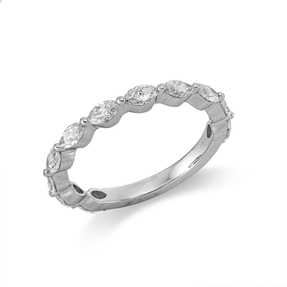 Ring aus 750 Weißgold 11 Diamanten Navette-Schliff 0,9ct TW-SI B:2,2mm