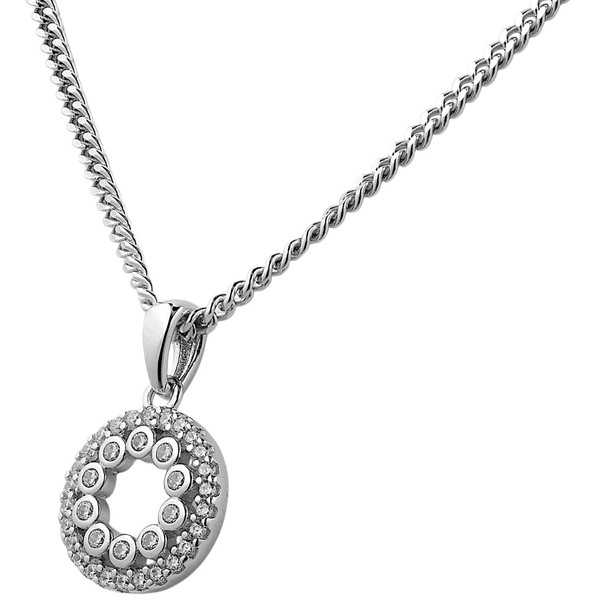 Kleiner Anhänger rund aus 925 Silber mit 36 Zirkonia