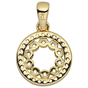 Kleiner Anhänger rund 925 Silber vergoldet teilrhodiniert 36 Zirkonia Ø 10,7mm Kleiner Anhänger rund 925 Silber vergoldet teilrhodiniert 36 Zirkonia Ø 10,7mm