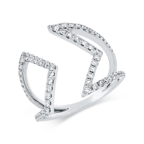 Ring aus 750 Gold Weißgold 64 Brillanten 0,57ct TW-SI B:18,3mm