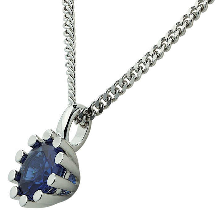 Anhänger aus 925 Silber rhodiniert mit Spinell blau synthetisch