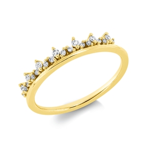 Ring in 750 yellow gold with 21 diamonds 0.13 ct TW-SI, width: 3 mm