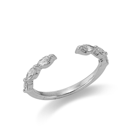 Ring aus 750 Weißgold 6 Diamanten Navette-Schliff 0,4ct TW-SI B:2,4mm