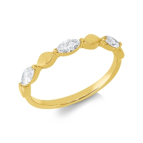 Ring aus 750 Gelbgold 3 Diamanten Navette-Schliff 0,45ct TW-SI B:3,7mm