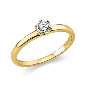 Solitaire Ring aus 585 Gold Gelbgold Brillant 0,25ct TW-SI B:1,7mm 6er-Krappe