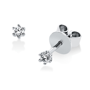 Solitaire Ohrstecker aus 585 Weißgold 2 Brillanten 0,1ct TW-SI B:2,3mm 6er-Krappe