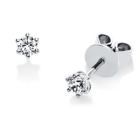 Solitaire Ohrstecker aus 585 Weißgold 2 Brillanten 0,2ct TW-SI Ø3,5mm 6er-Krappe