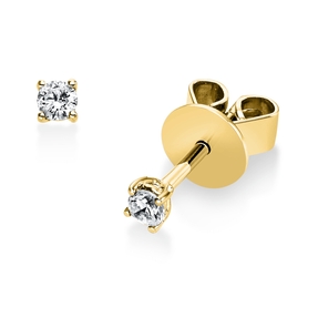 Solitaire Ohrstecker aus 750 Gelbgold 2 Brillanten 0,1ct TW-SI Ø2,3mm 4er-Krappe