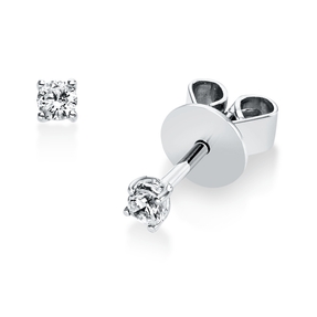 Solitaire Ohrstecker aus 750 Weißgold 2 Brillanten 0,1ct TW-SI Ø2,3mm 4er-Krappe