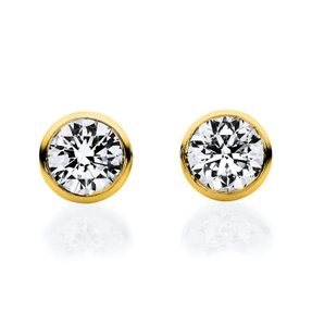 Solitaire Ohrstecker aus 585 Gold Gelbgold 2 Brillanten 0,1ct TW-SI Zarge