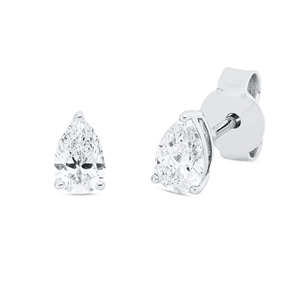Solitaire Ohrstecker aus 750 Weißgold 2 Diamanten Tropfen-Schliff 0,61ct D-VSI