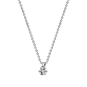 Solitaire Collier aus 750 Gold Weißgold Brillant 0,05ct TW-SI L:42cm 6er-Krappe