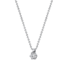 Solitaire Collier aus 750 Gold Weißgold Brillant 0,1ct TW-SI L:42cm 6er-Krappe