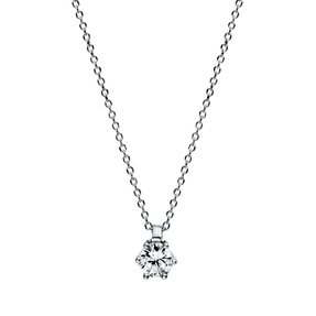 Solitaire Collier aus 750 Gold Weißgold Brillant 0,15ct TW-SI L:42cm 6er-Krappe