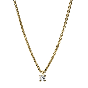 Solitaire Collier aus 750 Gold Gelbgold Brillant 0,05ct TW-SI L:42cm 4er-Krappe