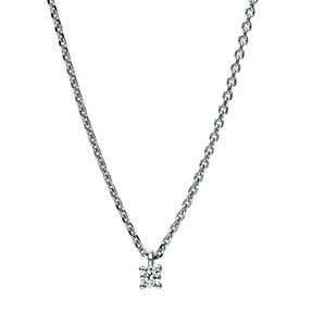 Solitaire Collier aus 750 Gold Weißgold Brillant 0,05ct TW-SI L:42cm 4er-Krappe