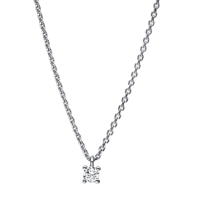 Solitaire Collier aus 750 Gold Weißgold Brillant 0,1ct TW-SI L:42cm 4er-Krappe