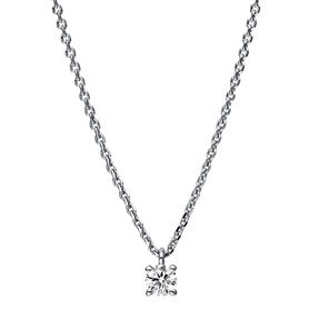 Solitaire Collier aus 750 Gold Weißgold Brillant 0,15ct TW-SI L:42cm 4er-Krappe