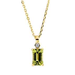 Collier aus 750 Gelbgold Peridot 0,62ct grün Brillant 0,01ct TW-SI L:45cm