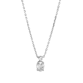 Collier aus 750 Gold Weißgold Diamant Oval-Schliff 0,3ct TW-SI L:45cm