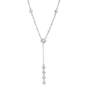 Collier aus 750 Gold Weißgold 9 Diamanten 0,47ct TW-SI L:45,7cm