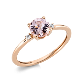 Ring aus 750 Rotgold Morganit 0,81ct rosa 2 Brillanten 0,03ct TW-SI B:5,7mm Ring aus 750 Rotgold Morganit 0,81ct rosa 2 Brillanten 0,03ct TW-SI B:5,7mm