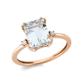Ring aus 750 Rotgold Amethyst 2,2ct grün 2 Brillanten 0,04ct TW-SI B:9,8mm Ring aus 750 Rotgold Amethyst 2,2ct grün 2 Brillanten 0,04ct TW-SI B:9,8mm