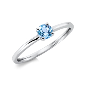 Ring aus 750 Gold Weißgold Topas 0,3ct blau B:4mm 4er-Krappe