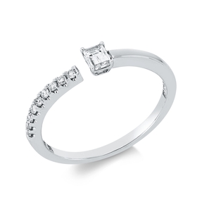 Ring aus 750 Gold Weißgold 10 Diamanten 0,26ct B:3,8mm