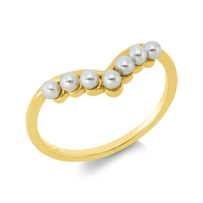 Ring aus 750 Gold Gelbgold 7 Süßwasser-Perlen 2,5mm weiß B:6,6mm