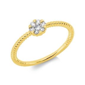 Ring aus 750 Gelbgold 6 Brillanten 0,09ct TW-SI 1 Brillant 0,05ct TW-SI B:4,7mm