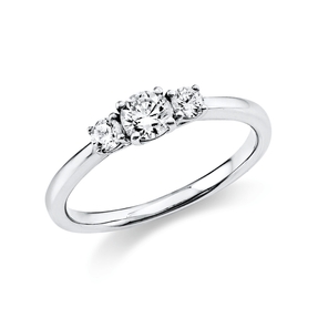 Ring aus 750 Weißgold 2 Brillanten 0,18ct TW-SI 1 Brillant 0,3ct TW-SI B:4,1mm