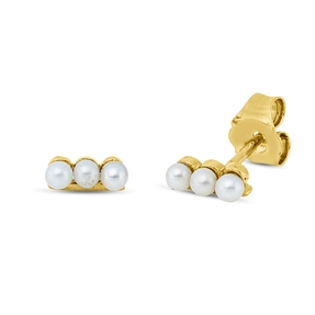 Ohrstecker aus 750 Gold Gelbgold 6 Süßwasser-Perlen 2mm weiß 2,4x6mm