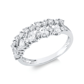 Ring in 750 white gold with 28 diamonds 0.84 ct TW-SI, width: 6.2 mm