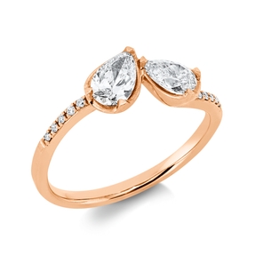 Ring aus 750 Gold Rotgold 12 Diamanten 0,73ct B:6mm 3er-Krappe