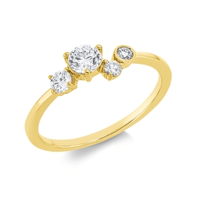 Ring aus 750 Gold Gelbgold 4 Diamanten 0,48ct TW-SI B:5,2mm