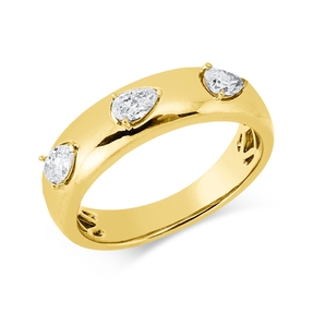 Ring aus 750 Gelbgold 3 Diamanten Tropfen-Schliff 0,42ct TW-SI B:5,3mm