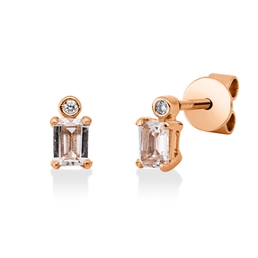Ohrstecker aus 750 Rotgold 2 Morganite 0,53ct 2 Brillanten 0,02ct TW-SI 6,3x3,8mm