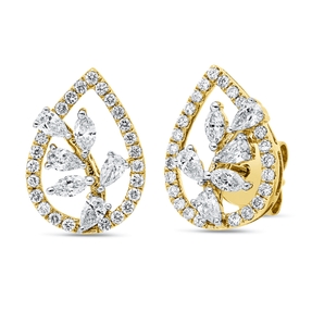 Ohrstecker aus 750 Gold gelb/weiß 60 Diamanten 0,68ct 13x9,6mm