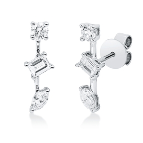Ohrstecker aus 750 Gold Weißgold 6 Diamanten 0,62ct 15,3x4,9mm