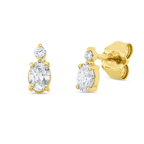Ohrstecker aus 750 Gold Gelbgold 4 Diamanten 0,33ct TW-SI 6,7x3,2mm