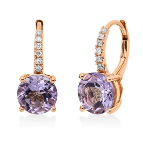 Creolen 750 Rotgold 2 Amethyste 3,49ct pink 12 Brillanten 0,15ct TW-SI 16,8x7,8mm Creolen 750 Rotgold 2 Amethyste 3,49ct pink 12 Brillanten 0,15ct TW-SI 16,8x7,8mm