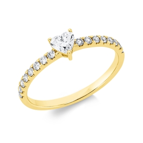 Ring Herz aus 750 Gold Gelbgold 17 Diamanten 0,46ct B:4,3mm