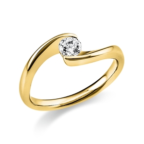 Solitaire Ring aus 750 Gold Gelbgold Brillant 0,25ct TW-SI B:6,3mm
